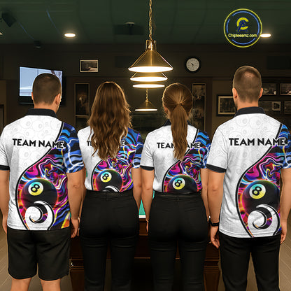 Custom Colorful Liquid Swirl 8 Ball Billiard Shirts for Women Billiard Team Jerseys Billiard League NNT279