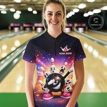 Load image into Gallery viewer, Custom Galaxy Funny Bowling Jersey for Women Bowling Tournament Polo &amp; 1/4 Zip Bowling Team Shirts HNT217