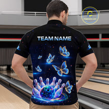 Load image into Gallery viewer, Custom Galaxy Butterflies Bowling Jersey for Men Bowling Tournament Polo &amp; 1/4 Zip Bowling Team Shirts HNT211