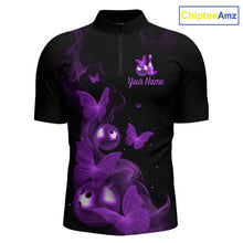 Load image into Gallery viewer, Custom Purple Butterfly Galaxy Bowling Jersey for Men Bowling Team Shirts Bowling League HNT310