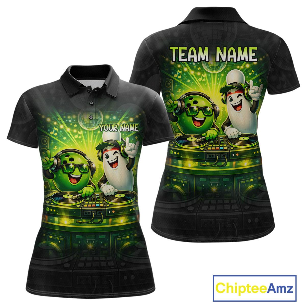 Custom Funny Music Bowling Jersey for Women Bowling Team Shirts Bowling League Polo & 1/4 Zip HNT495