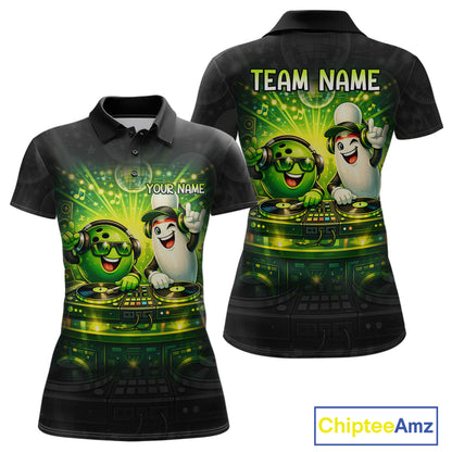 Custom Funny Music Bowling Jersey for Women Bowling Team Shirts Bowling League Polo & 1/4 Zip HNT495