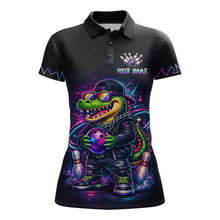 Load image into Gallery viewer, Custom Neon Funny Alligator Bowling Jersey for Women Bowling Tournament Polo &amp; 1/4 Zip Bowling Team Shirts HNT219