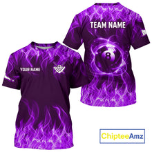 Load image into Gallery viewer, Purple sports jersey with flame design on front and 'TEAM NAME' text on back, featuring ChipteeAmz branding.