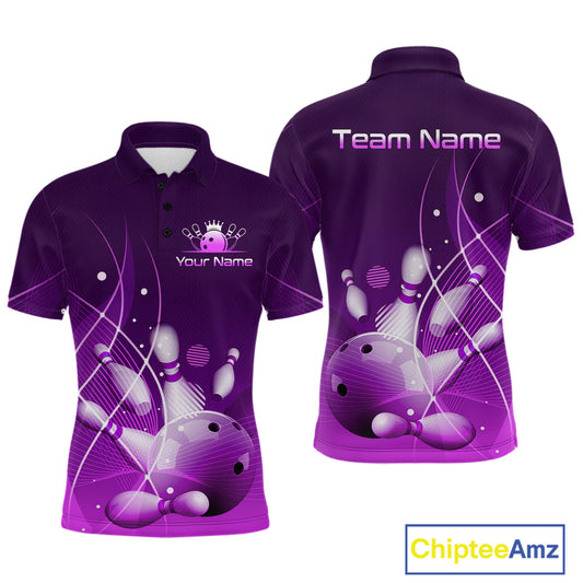 Custom Purple Bowling Jersey for Men Bowling Uniform  Bowling Team Shirts Polo & 1/4 Zip HNT168