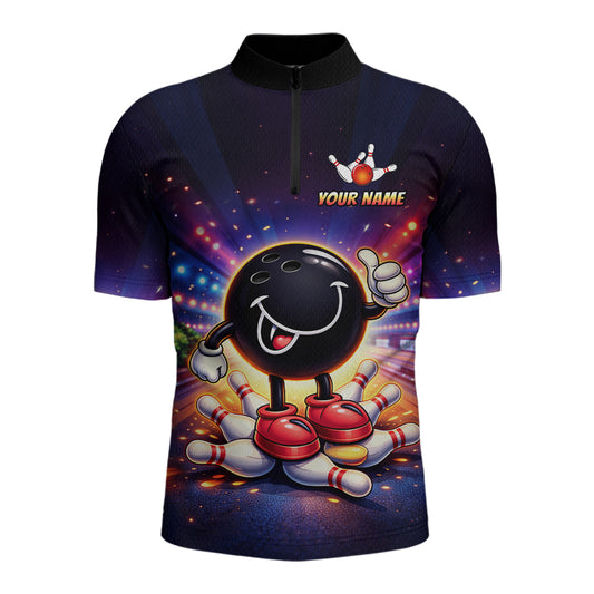 Custom Funny Bowling Jersey for Men Bowling Tournament Polo & 1/4 Zip Bowling Team Shirts HNT221