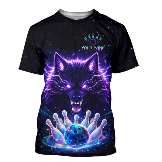 Custom Galaxy Wolf Bowling Shirts for Men Women Bowling Tournament Bowling Team Shirts HNT220
