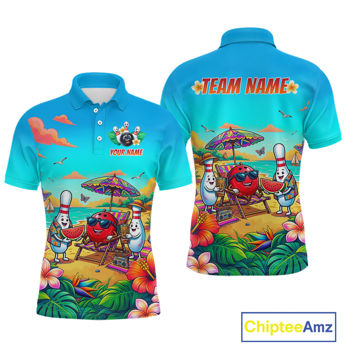 Custom Summer Bowling Jersey for Men Unisex Bowling Shirts for Team Polo & 1/4 Zip HNT243