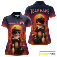 Load image into Gallery viewer, Custom Funny Cat Bowling Jersey for Women Bowling League Bowling Team Shirts Polo &amp; 1/4 Zip HNT197