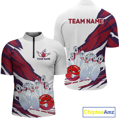 Custom Funny Angry Bowling Jersey for Men Bowling Team Shirts Bowling League Polo & 1/4 Zip HNT486