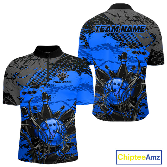 Blue and black sports jersey with 'Team Name' and 'Your Name' text on a white background