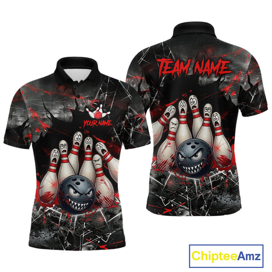 Cracked Angry Bowling Shirts for Men Custom Bowling Team Jersey Bowling League HNT286