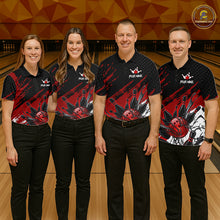 Load image into Gallery viewer, Custom Red Bowling Jerseys For Men, Personalized Bowling Team Shirts Bowling Pin And Ball HNT283