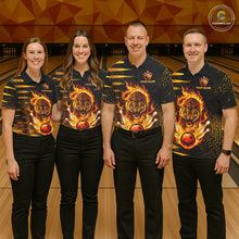 Load image into Gallery viewer, Custom Flame Tiger Bowling Team Jersey Bowling Shirt for Men Bowling League Polo &amp; 1/4 Zip HNT201