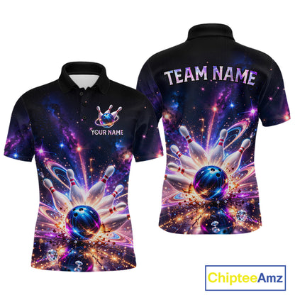Galaxy Bowling Jersey for Men Bowling League Polo & 1/4 Zip Custom Bowling Team Shirts HNT228