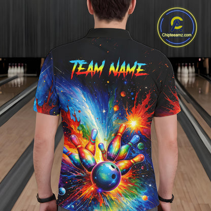 Custom Colorful Bowling Jersey for Men Bowling Uniform Polo & 1/4 Zip Bowling Team Shirts HNT226