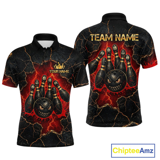 Custom Cracked Angry Bowling Shirts for Men Bowling Team Jersey Bowling League HNT298