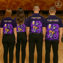 Load image into Gallery viewer, Custom Purple Funny Beer Skull Bowling Shirt for Men Bowling Team Jersey Bowling League HNT297