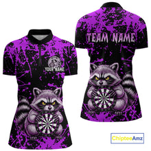 Load image into Gallery viewer, Custom Purple Raccoon Funny Dart Shirt Dart Team Jersey for Women Dartboard Polo &amp; 1/4 Zip Shirts NNT170