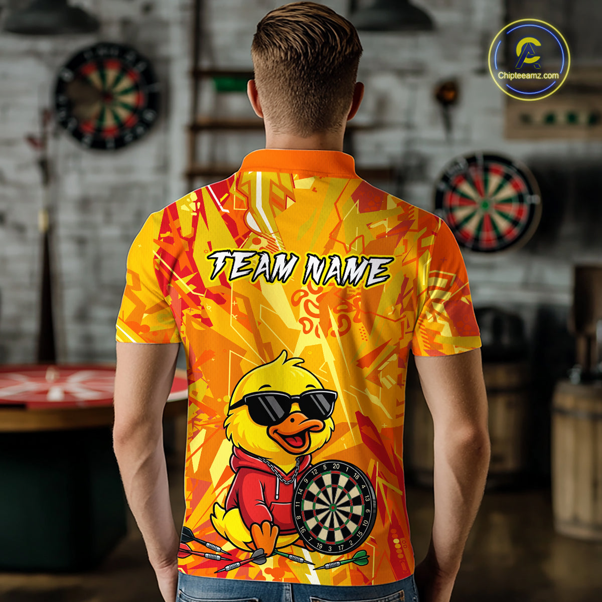 Custom Funny Duck Dart Shirt Dart Team Jersey for Men Dartboard Polo & 1/4Zip Shirts NNT166