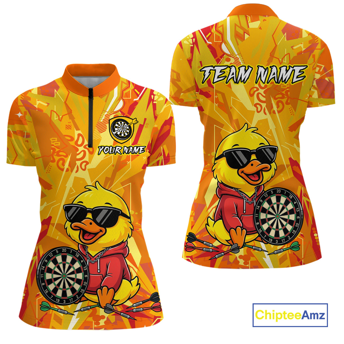 Custom Funny Duck Dart Shirt Dart Team Jersey for Women Dartboard Polo & 1/4Zip Shirts NNT166