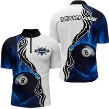 Load image into Gallery viewer, Custom Blue Flame 8 Ball Billiard Shirts for Men Billiard Team Shirts Billiard League Polo &amp; 1/4 Zipper NNT88