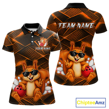 Orange Squirrel Funny Custom Bowling Jersey for Women Bowling Team Shirts Bowling League HNT304