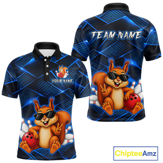 Blue Squirrel Funny Custom Bowling Jersey for Men Bowling Team Shirts Bowling League HNT304