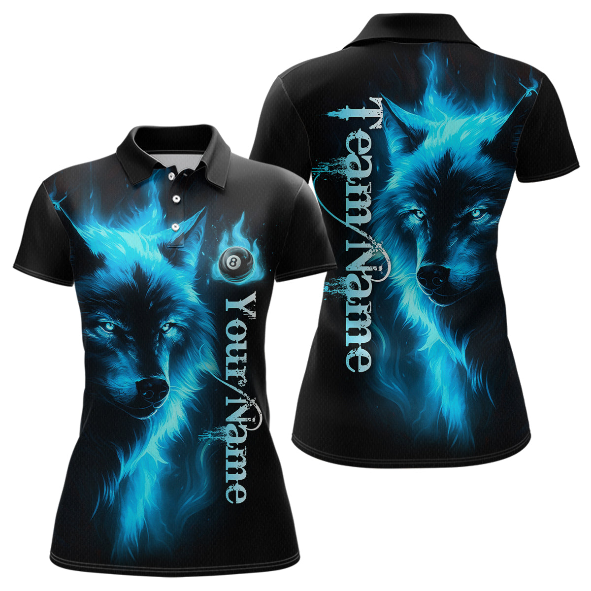 Custom Wolf 8 Ball Billiard Shirts for Women Billiard Team Shirts Billiard League Polo & 1/4 Zip NNT97