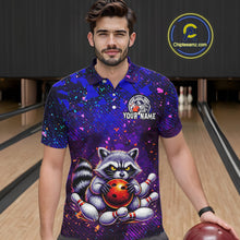 Load image into Gallery viewer, Custom Funny Raccoon Bowling Jersey for Men Bowling Tournament Polo &amp; 1/4 Zip Bowling Team Shirts HNT216