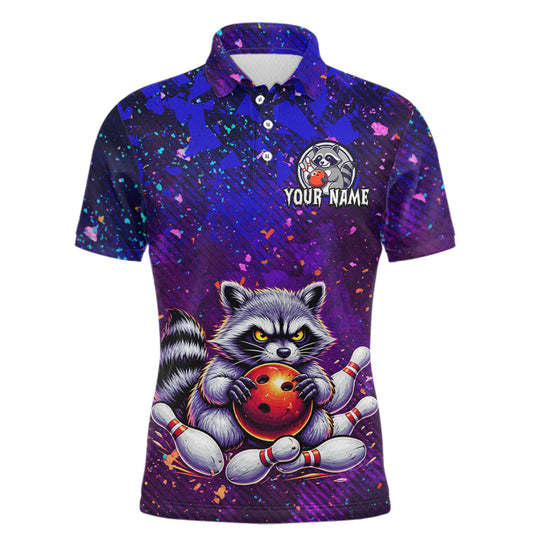 Custom Funny Raccoon Bowling Jersey for Men Bowling Tournament Polo & 1/4 Zip Bowling Team Shirts HNT216