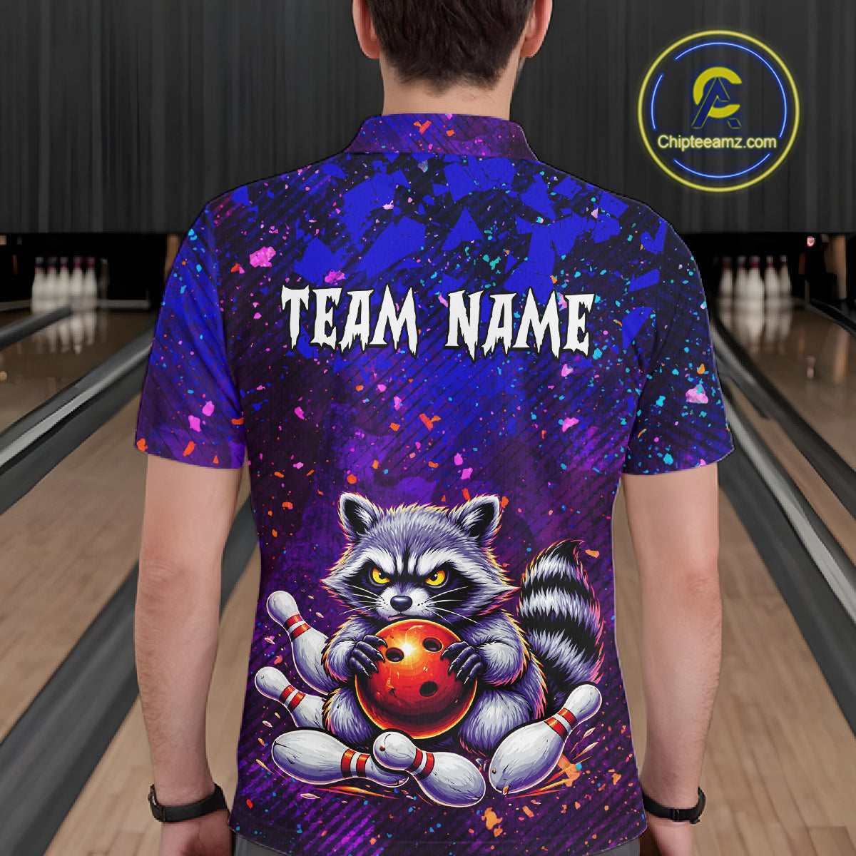 Custom Funny Raccoon Bowling Jersey for Men Bowling Tournament Polo & 1/4 Zip Bowling Team Shirts HNT216
