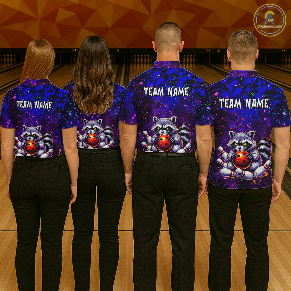 Custom Funny Raccoon Bowling Jersey for Men Bowling Tournament Polo & 1/4 Zip Bowling Team Shirts HNT216
