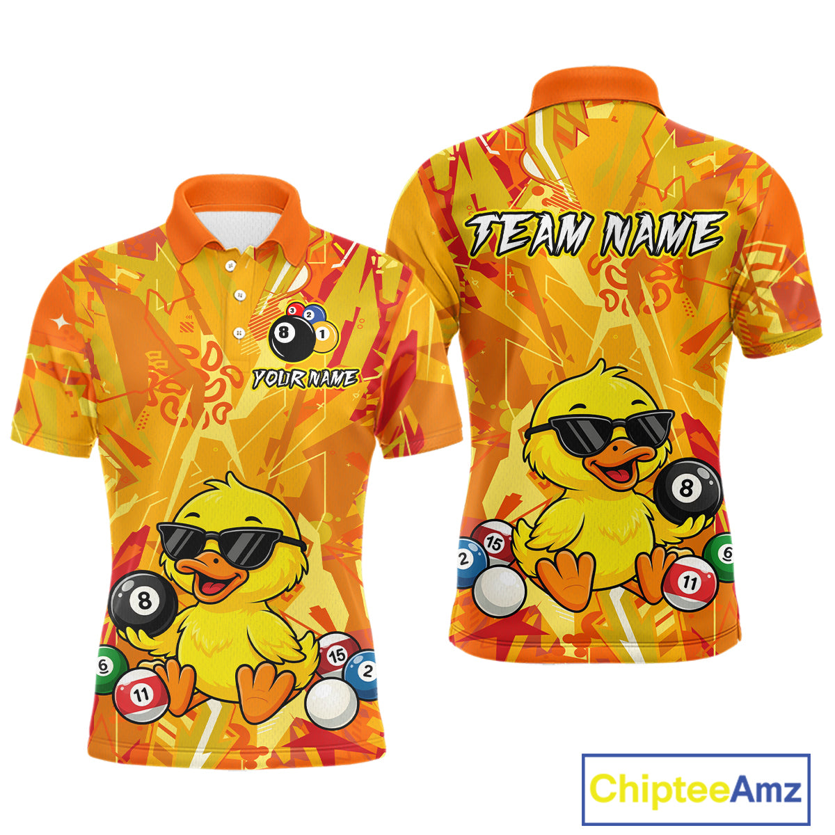 Custom Yellow Duck Funny 8 Ball Pool Shirts Billiard Shirt for Men Billiard Team Jersey League NNT174