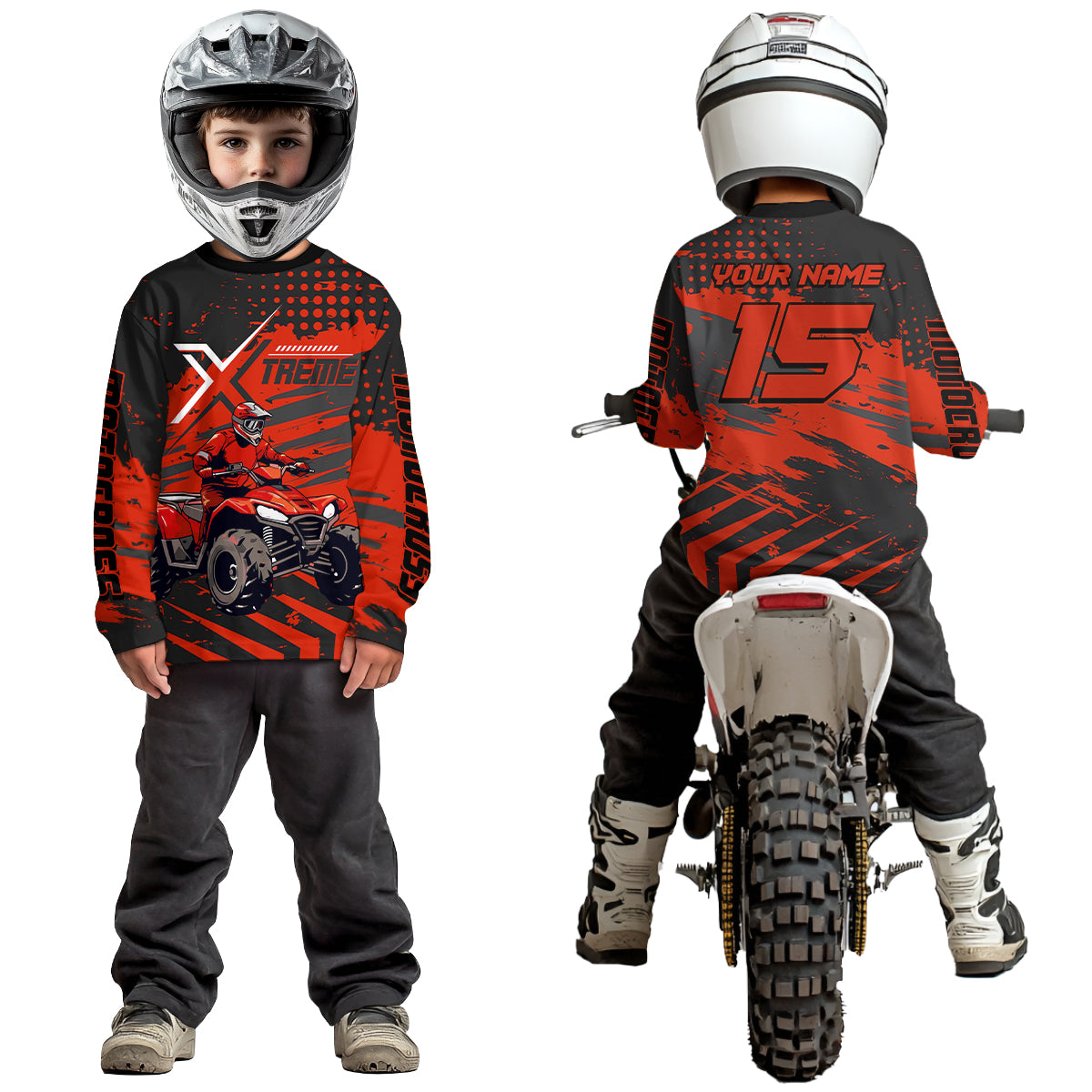 Custom Red Off-Road Quad Bike Shirt Extreme ATV Motocross Shirts Kid Men Women UPF30+ DNT79