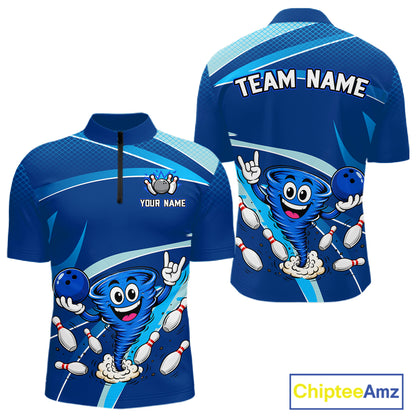 Custom Funny Tornado Bowling Jersey for Men Bowling Team Shirts Bowling League Polo & 1/4 Zip HNT488