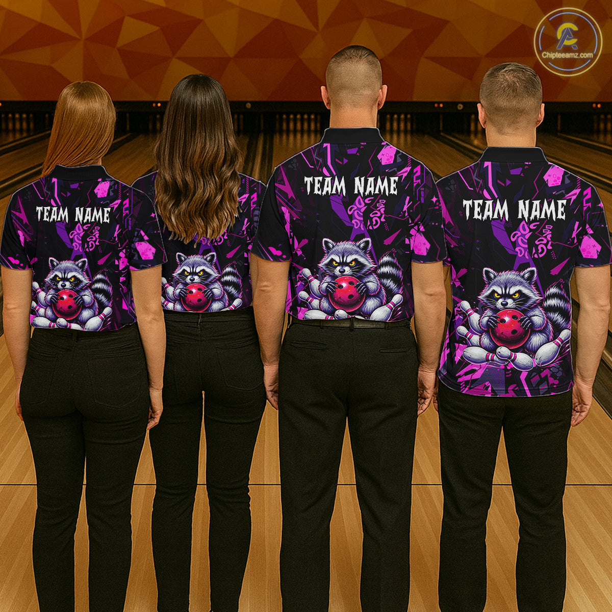 Custom Funny Raccoon Bowling Jersey for Men Bowling Team Shirts Bowling League Polo & 1/4 Zip HNT478