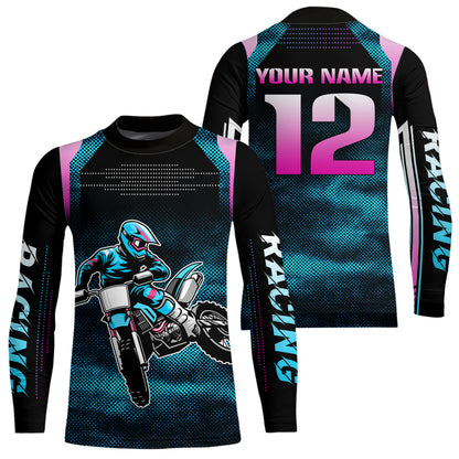 Blue Youth Dirt Bike Jersey Men Women Kid Custom Motocross Jersey Off-Roading Jersey DNT49