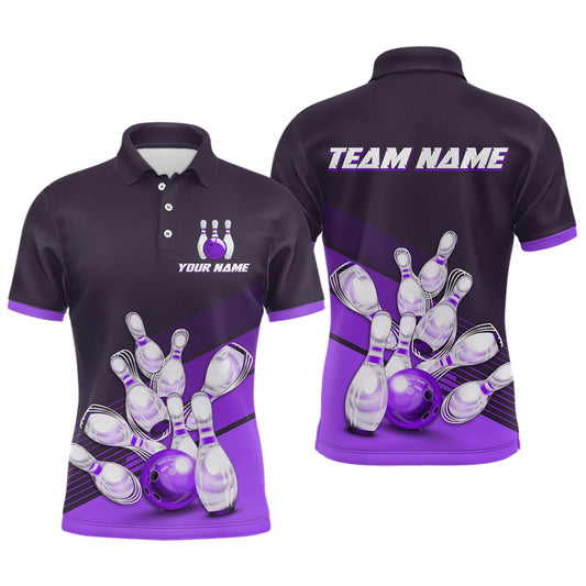 Purple Bowling Jersey for Men Custom Bowling Team Shirts Bowling League Polo & 1/4 Zip HNT166