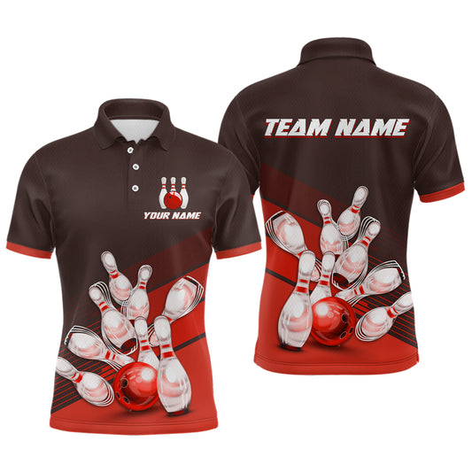 Red Bowling Jersey for Men Custom Bowling Team Shirts Bowling League Polo & 1/4 Zip HNT166