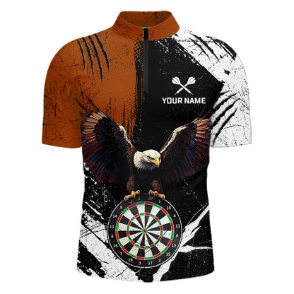 Custom Orange Eagle Dart Shirt for Men Dartboard Shirt Dart Jerseys Gift for Team Polo &1/4 Zip NNT110