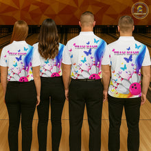Load image into Gallery viewer, Custom Colorful Butterfly Bowling Jersey for Men Bowling Team Shirts Bowling League Polo &amp; 1/4 Zip HNT173