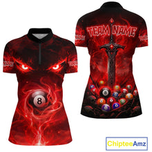 Load image into Gallery viewer, Custom Red Fire Demon Eyes 8 Ball Billiard Shirt for Women Billiard Team Jersey Billiard Outfit NNT196