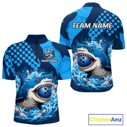 Shirt with shark design and customizable text on a white background