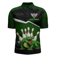 Load image into Gallery viewer, Custom Funny Crocodile Bowling Shirt Alligator Bowling Jersey for Men Polo &amp; 1/4 Zip HNT207