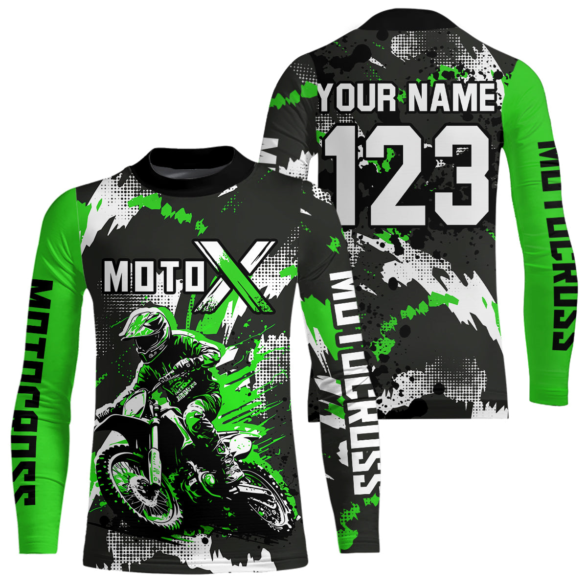 Green Youth Motocross Jersey Racing Shirts Custom Dirt Bike Shirts Kid Men Women UPF30+ DNT32