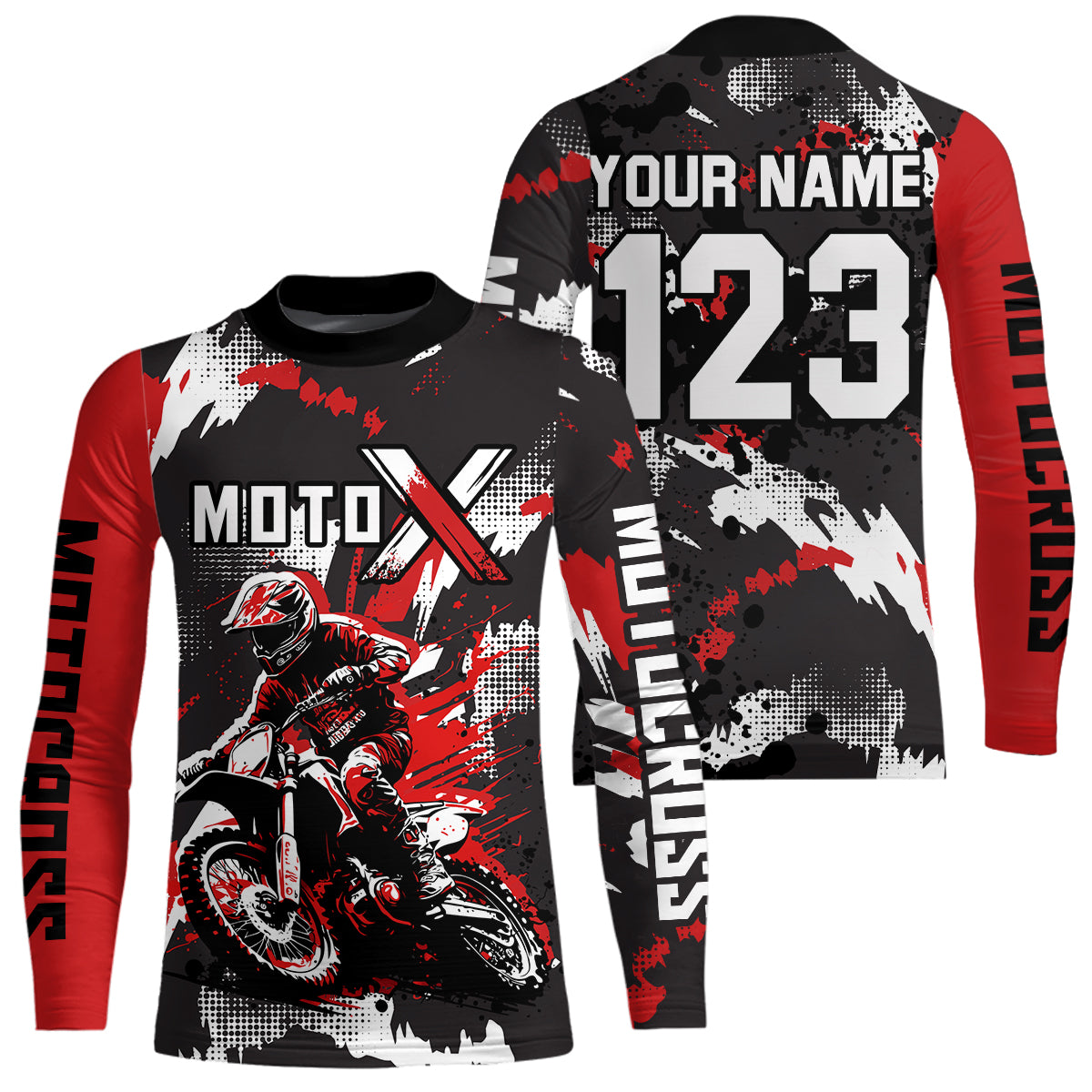 Red Youth Motocross Jersey Racing Shirts Custom Dirt Bike Shirts Kid Men Women UPF30+ DNT32