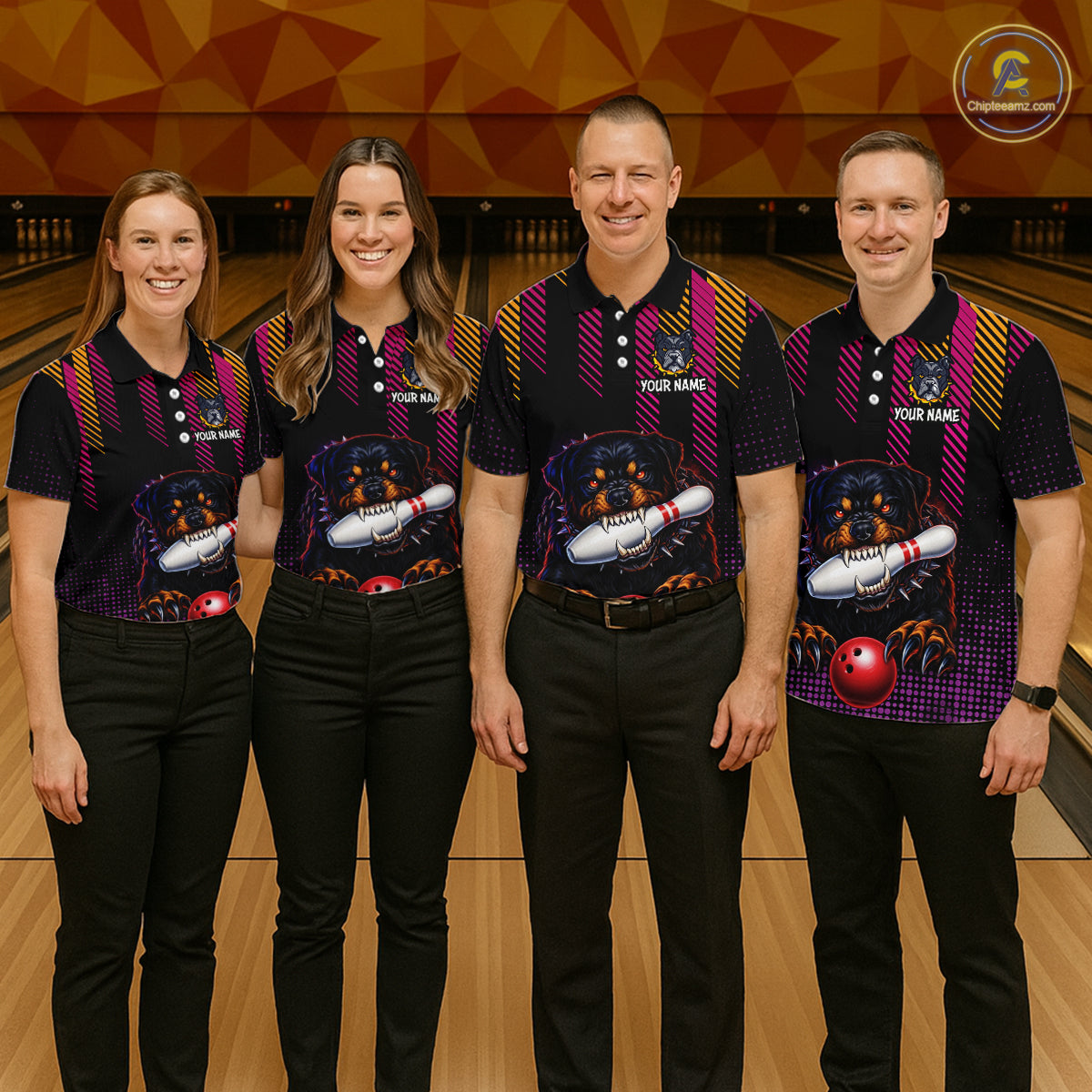Custom Funny French Bulldog Bowling Jersey for Women Bowling Team Shirts Polo & 1/4 Zip HNT185