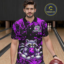 Load image into Gallery viewer, Custom Purple Raccoon Bowling Jersey for Men Bowling Uniform Polo &amp; 1/4 Zip Bowling Team Shirts HNT224