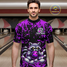 Load image into Gallery viewer, Custom Purple Raccoon Bowling Jersey for Men Bowling Uniform Polo &amp; 1/4 Zip Bowling Team Shirts HNT224